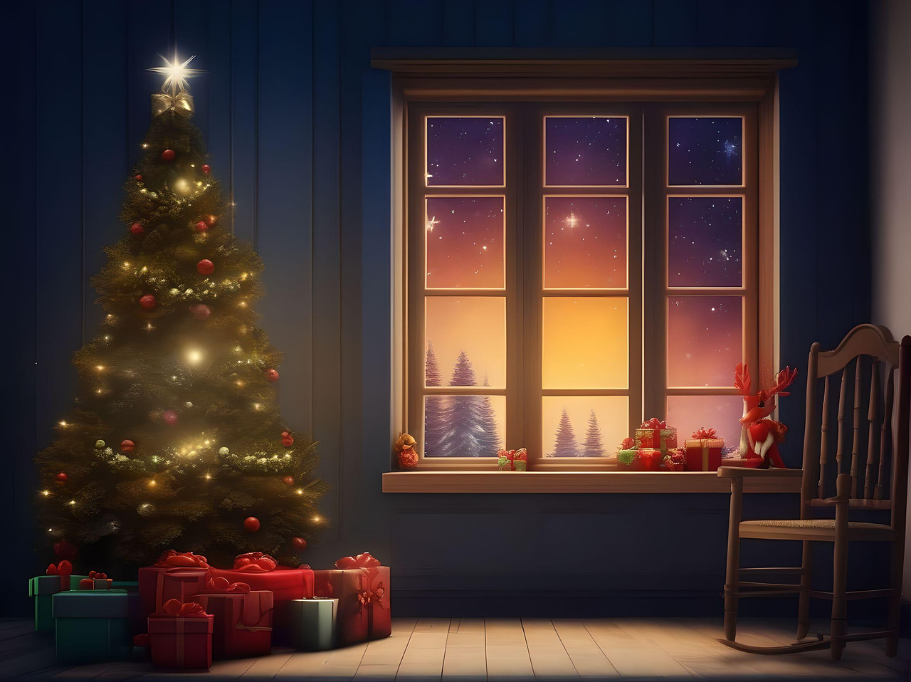 Download free HD stock image of Ai Generated Christmas Free ai generated christmas house illustration