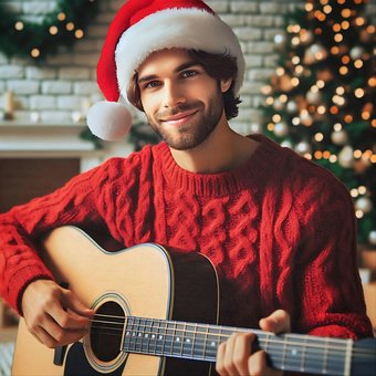 Ai Generiert, Mann, Gitarre, Weihnachten