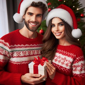 Ai Generiert, Paar, Weihnachten, Mann