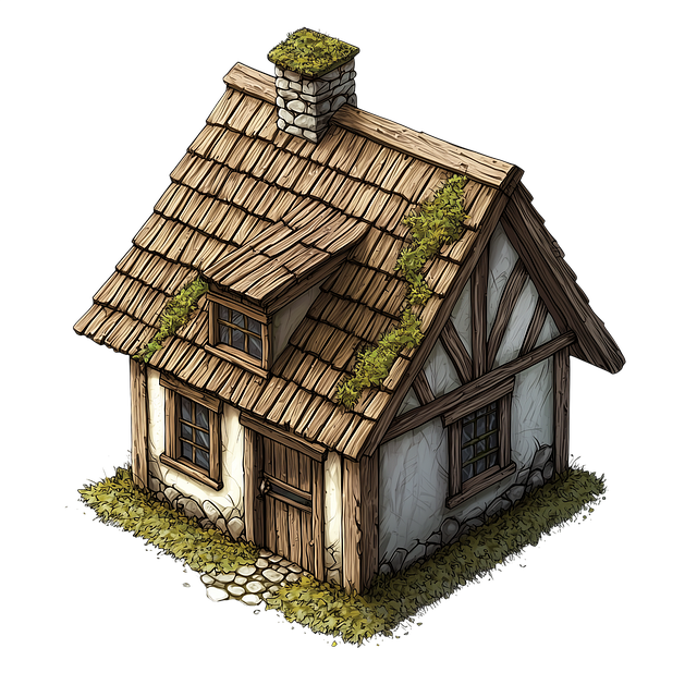 Free ai generated medieval cottage gabled house illustration