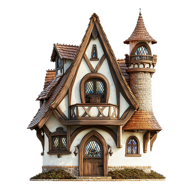 Free medieval house fantasy architecture enchanted house illustration