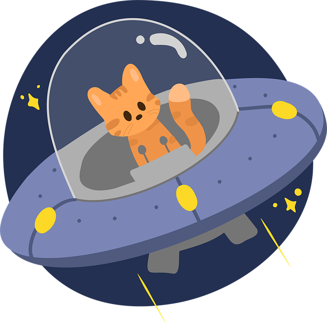 Free cat spaceship pet illustration