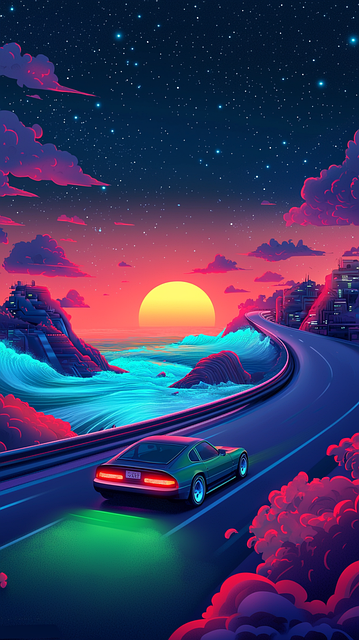 Free ai generated synthwave neon illustration