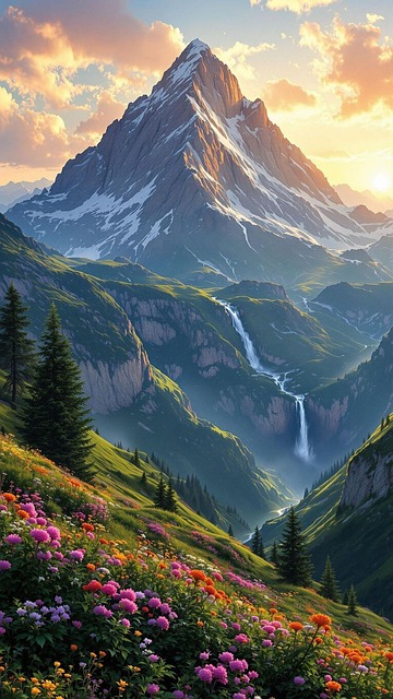 Free ai generated mountain meadow illustration
