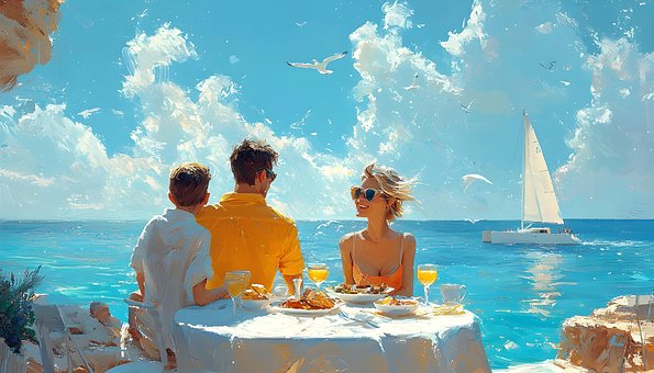 Maleri, Sol, Sejlads, Strand, Grækenland