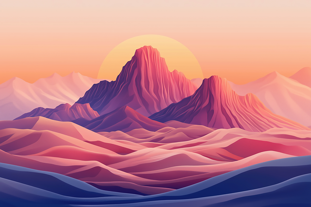 Free ai generated mountains sunset illustration