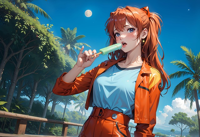 Free ai generated woman icecream illustration