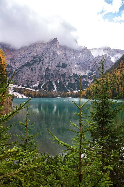 Bjerge, Sø, Lago Di Braies, Italien