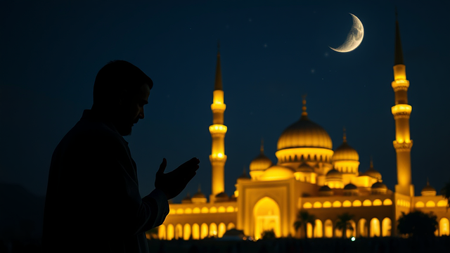 Free ai generated mosque moon illustration