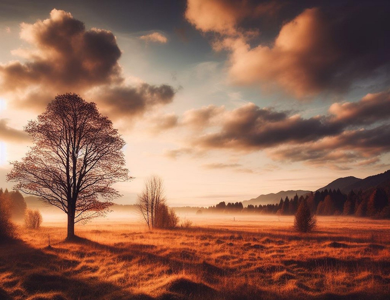Download free HD stock image of Fall Landscape Free fall landscape tree illustration