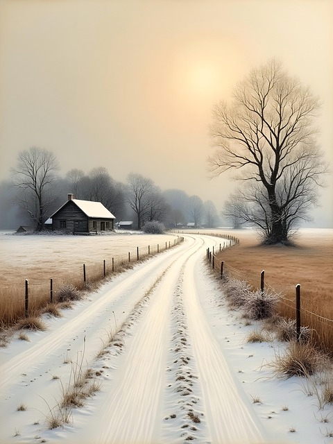 Free ai generated house dirt road illustration