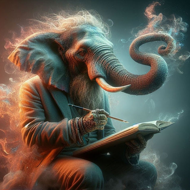 Free ai generated elephant philosopher illustration