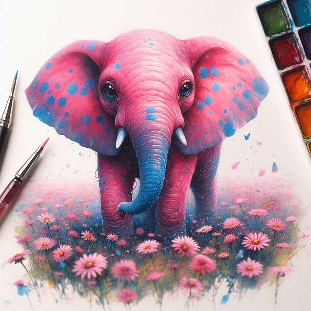 Free ai generated elephant painting illustration