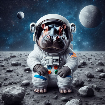 Free Hippopotamus Moon illustration and picture