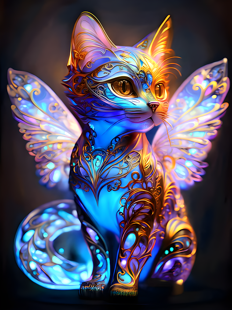 Download free HD stock image of Ai Generated Cat Free ai generated cat iridescent illustration