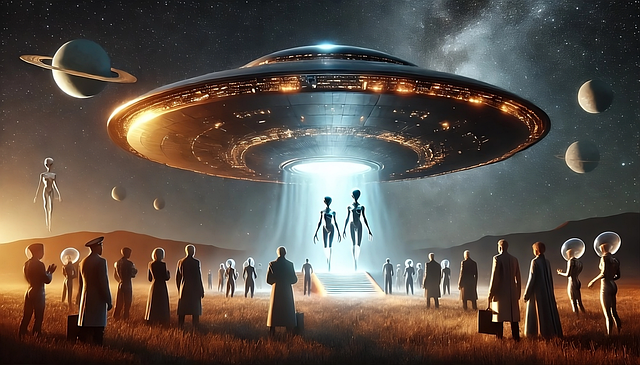 Free ai generated ufo extraterrestrials illustration