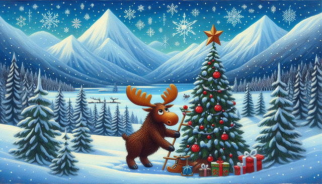 Free ai generated moose christmas illustration