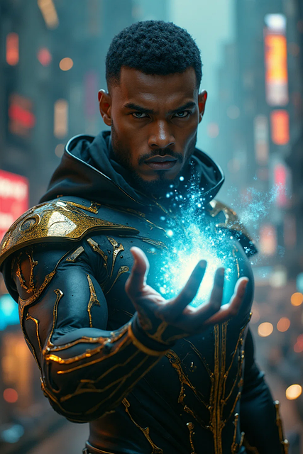 Free ai generated man magic illustration