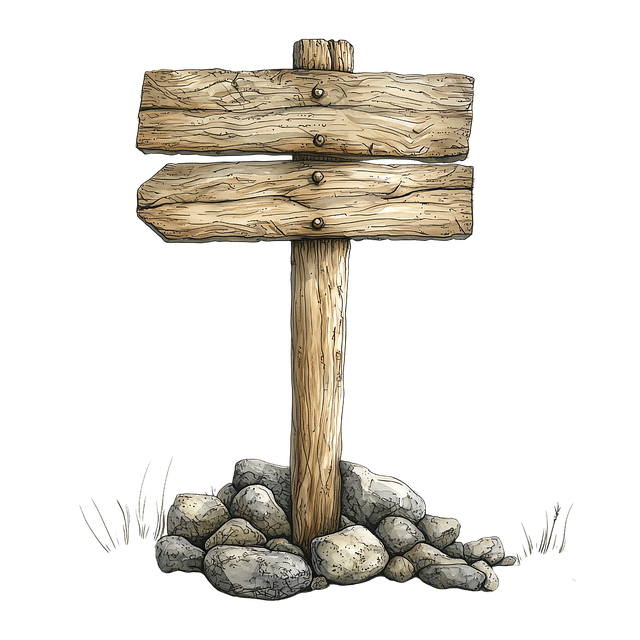 Free ai generated wooden sign post hand-drawn illustration illustration