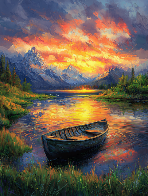 Ai Generiert, Sonnenuntergang Am See