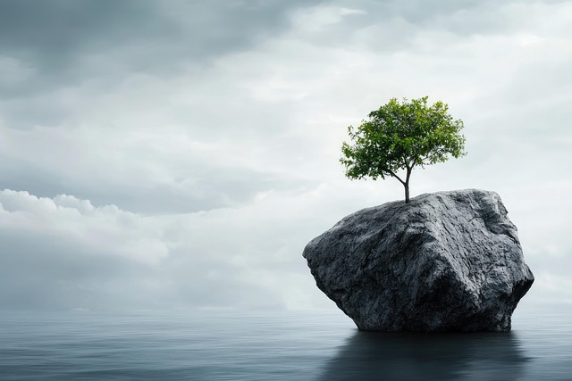 Free ai generated tree rock illustration