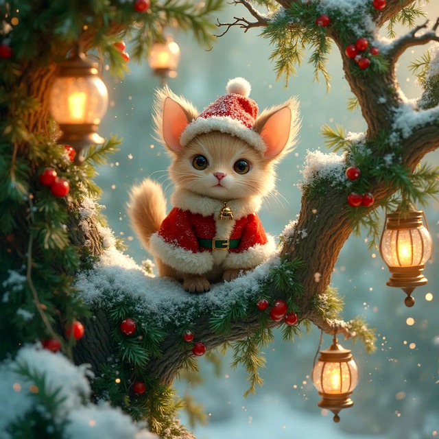 Free ai generated christmas kitten illustration