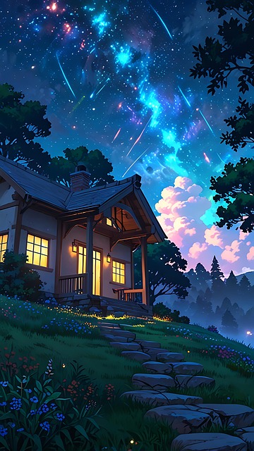 Ai Gerado, Noite, Estrelas, Lua, Cidade