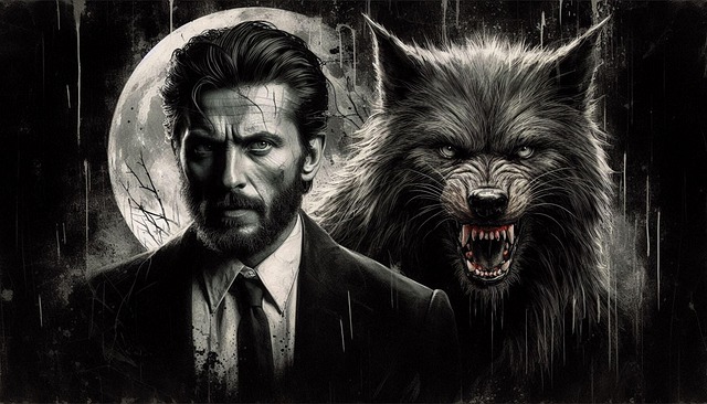Free ai generated man wolf illustration