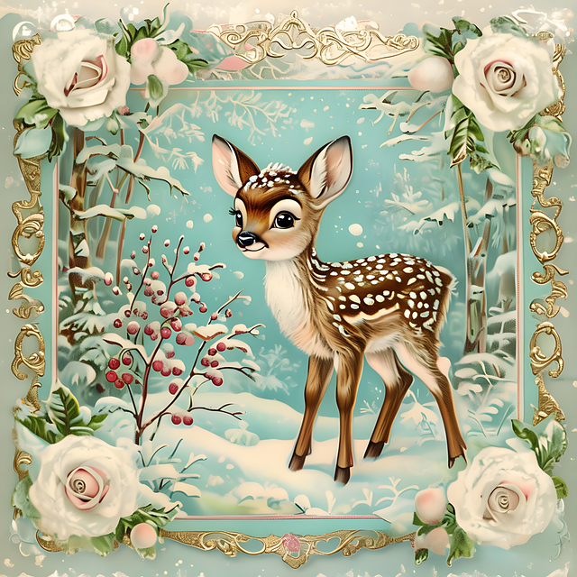 Free ai generated fawn winter illustration
