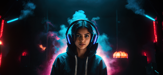 Free ai generated woman headphones illustration