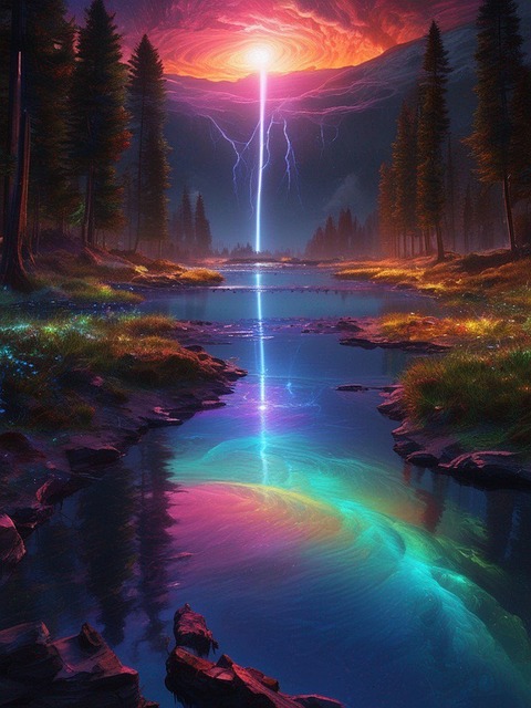 Free ai generated fluorescent night illustration