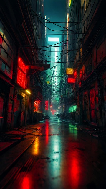 Free cyber neon city illustration