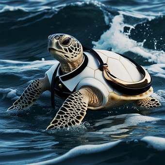 Niedlich, Schildkröte, Welle, Meer