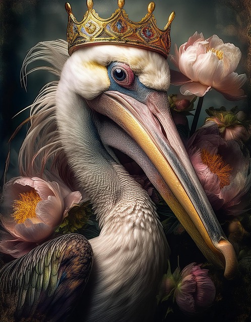 Free ai generated pelican flowers illustration