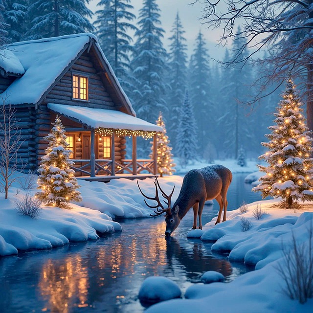 Download free HD stock image of Ai Generated Christmas Free ai generated christmas scenery illustration