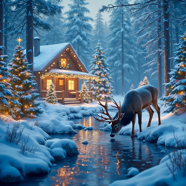 Download free HD stock image of Ai Generated Christmas Free ai generated christmas scenery illustration
