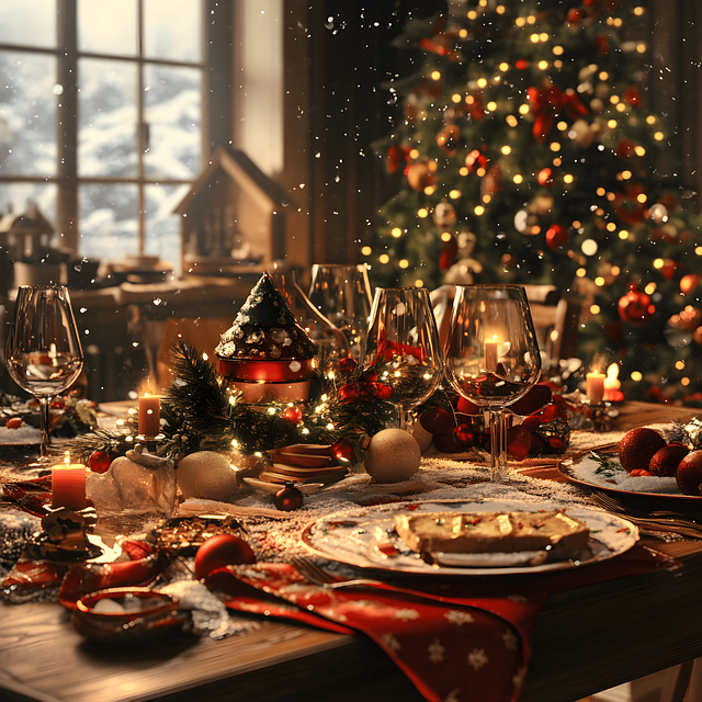 Free ai generated christmas dinner illustration