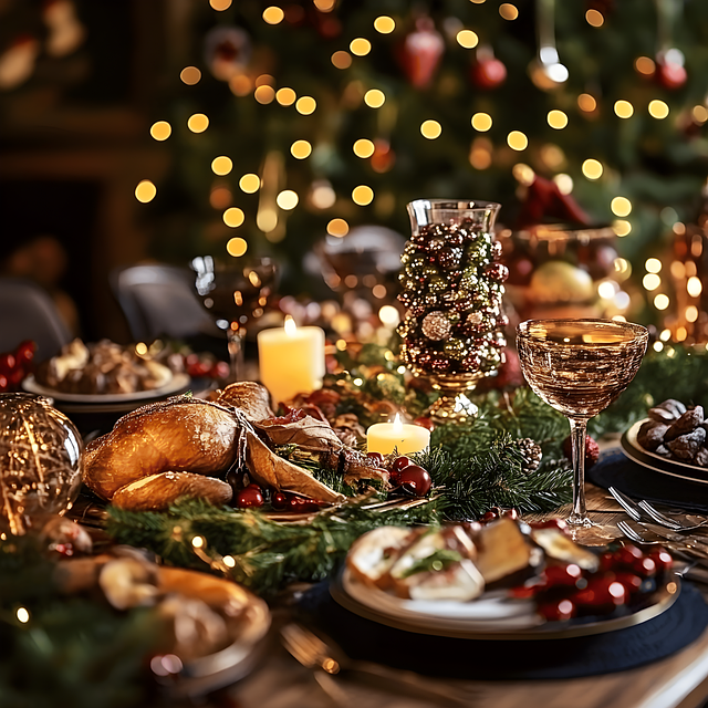 Free ai generated christmas dinner illustration