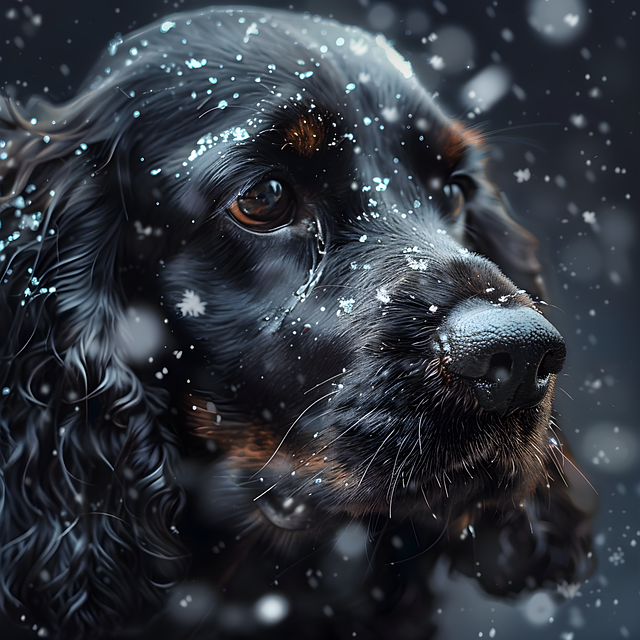 Download free HD stock image of Ai Generated Cocker Spaniel Free ai generated cocker spaniel snow illustration