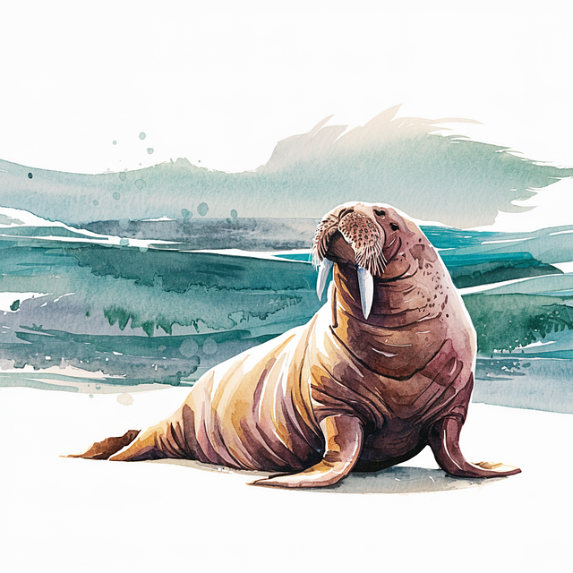 Download free HD stock image of Ai Generated Walrus Free ai generated walrus animal illustration