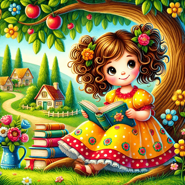Garota, Árvore, Livros, Lendo, Vila