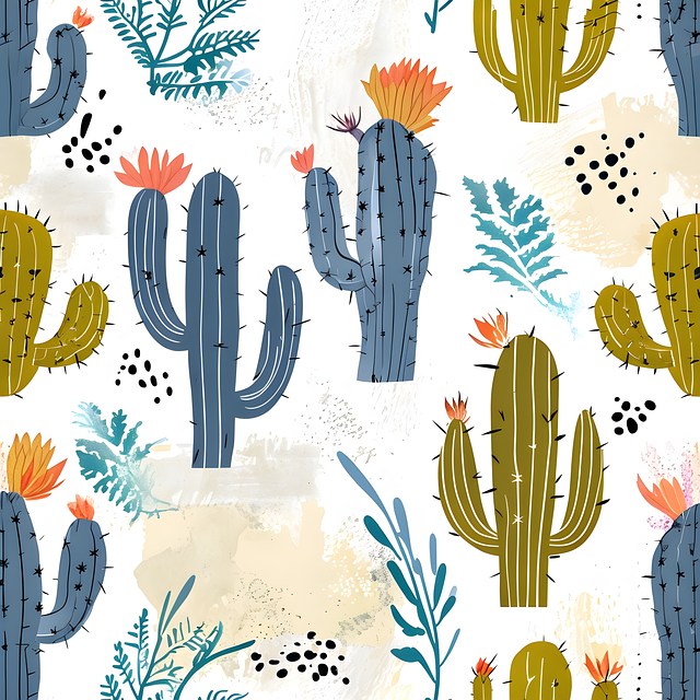 Download free HD stock image of Seamless Pattern Whimsical Illustration Free seamless pattern whimsical illustration stylized cacti illustration