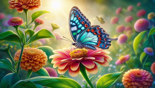 Ai Generiert, Schmetterling, Blumen