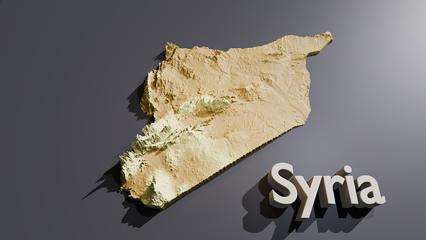 Syrien, Karte, 3D-Rendering, Weltkarte