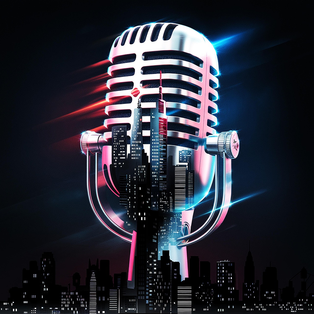 Free podcast microphone recording illustration