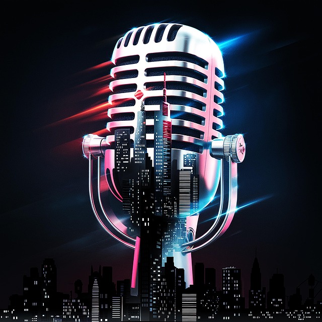 Free podcast microphone recording illustration