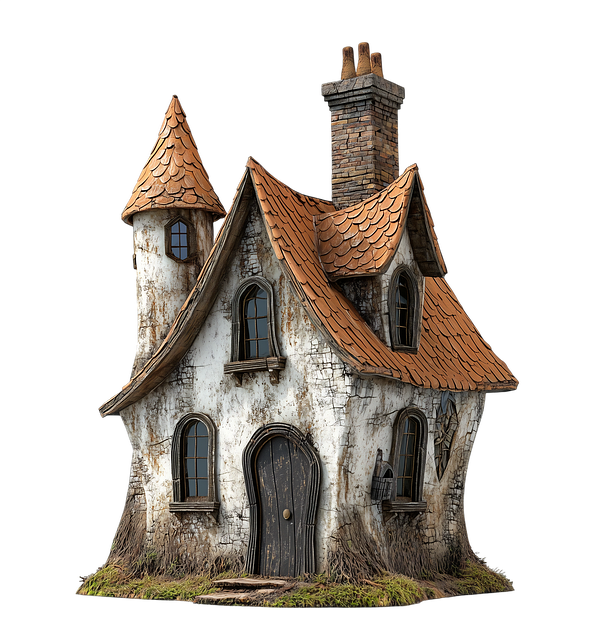 Free ai generated witch's house 3d render illustration
