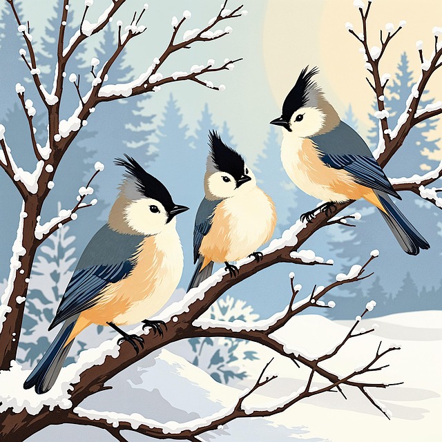 Free ai generated birds winter illustration