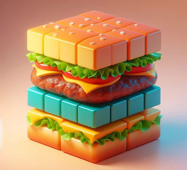 Free ai generated hamburger cube shape illustration