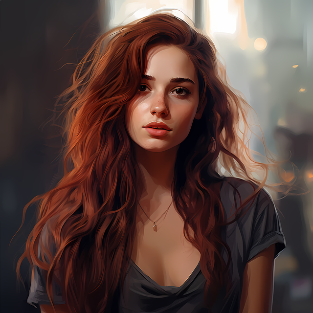 Free portrait woman redhead illustration